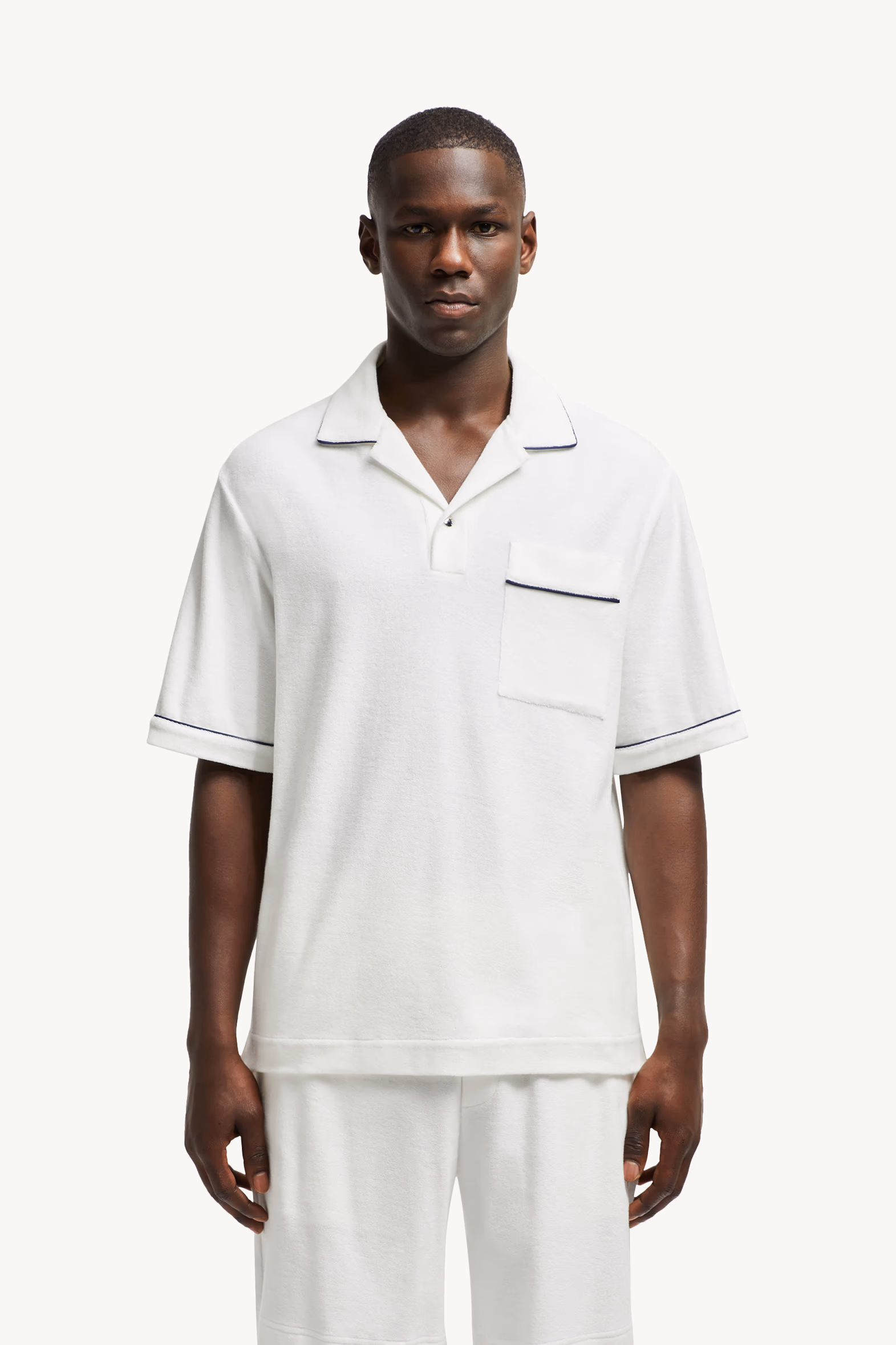 Polo de tejido de rizo de algodón Hombre Blanco Moncler 3